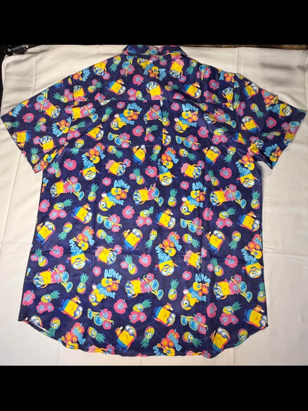 Men's Navy Short-Sleeve Tropical Print Button-Down Shirt - Yellow Accent